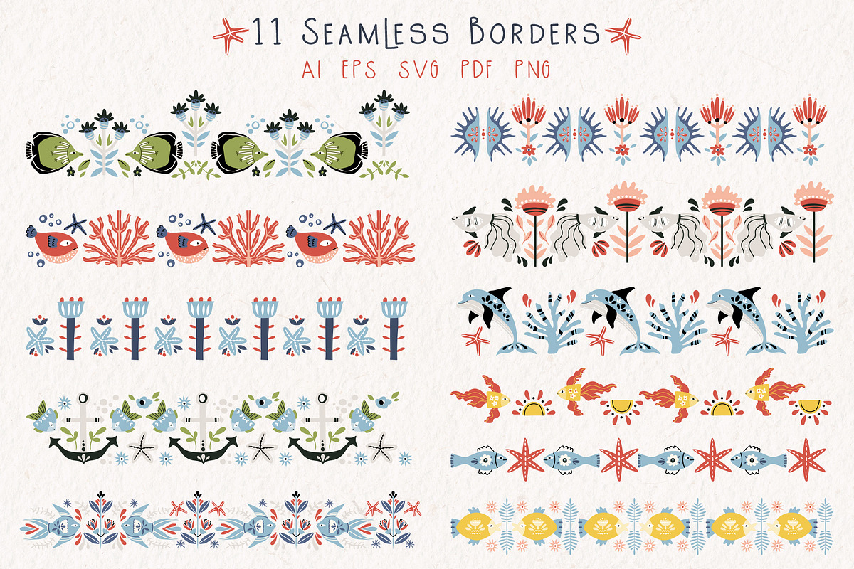 FOLK UNDERWATER - VECTOR KIT, a Decorative Illustration by My Space Garden (Photo 9 of 16)