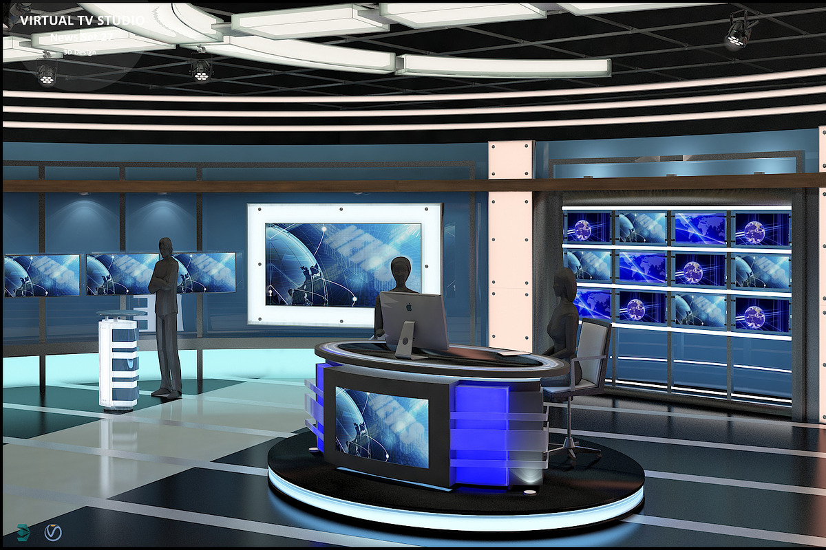 Virtual TV Studio News Set 27, an Architecture 3D Model by akerStudio (Photo 26 of 49)