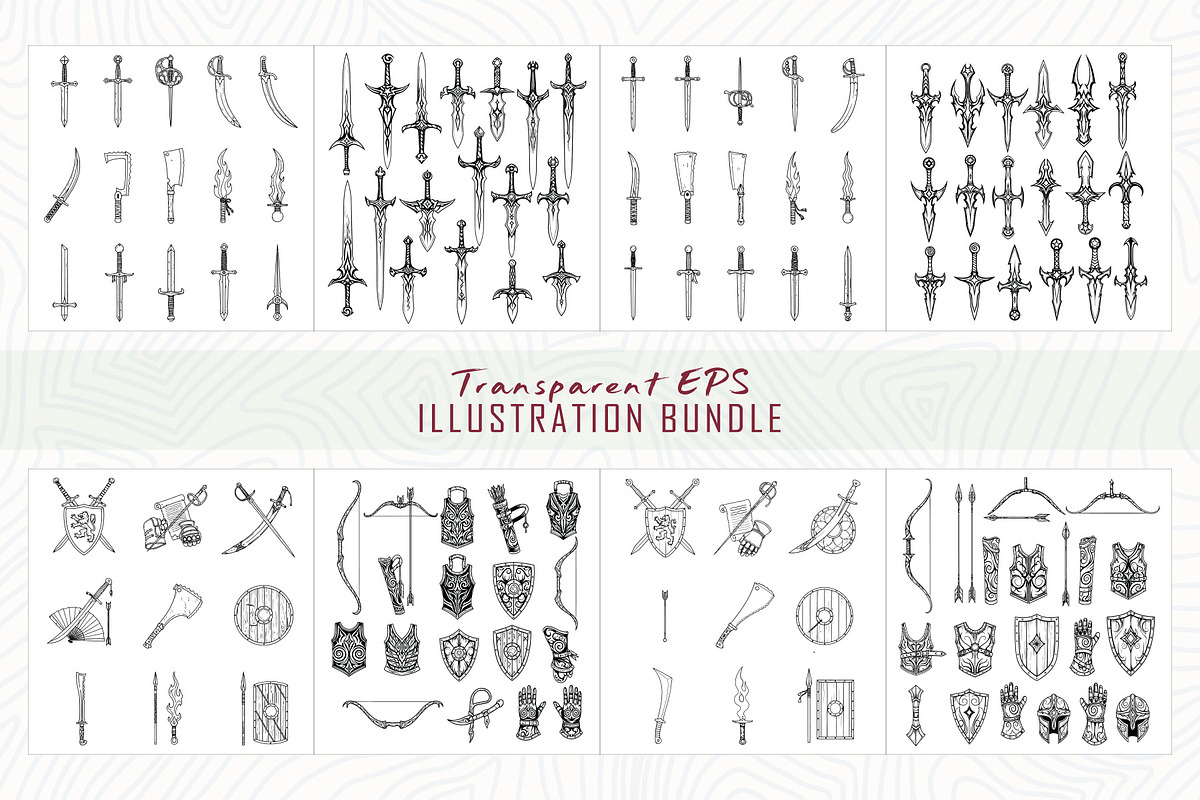 Primitive sword line art bundle, an Object Illustration by Sofia's Fashion (Photo 3 of 4)