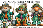 Whimsical Fisherman PNG Clipart, an Illustration by OK Design (Thumbnail 1 of 6)