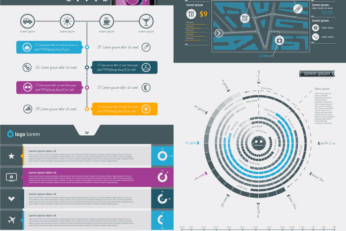 Elements of Infographics with button, a Templates & Theme by fet