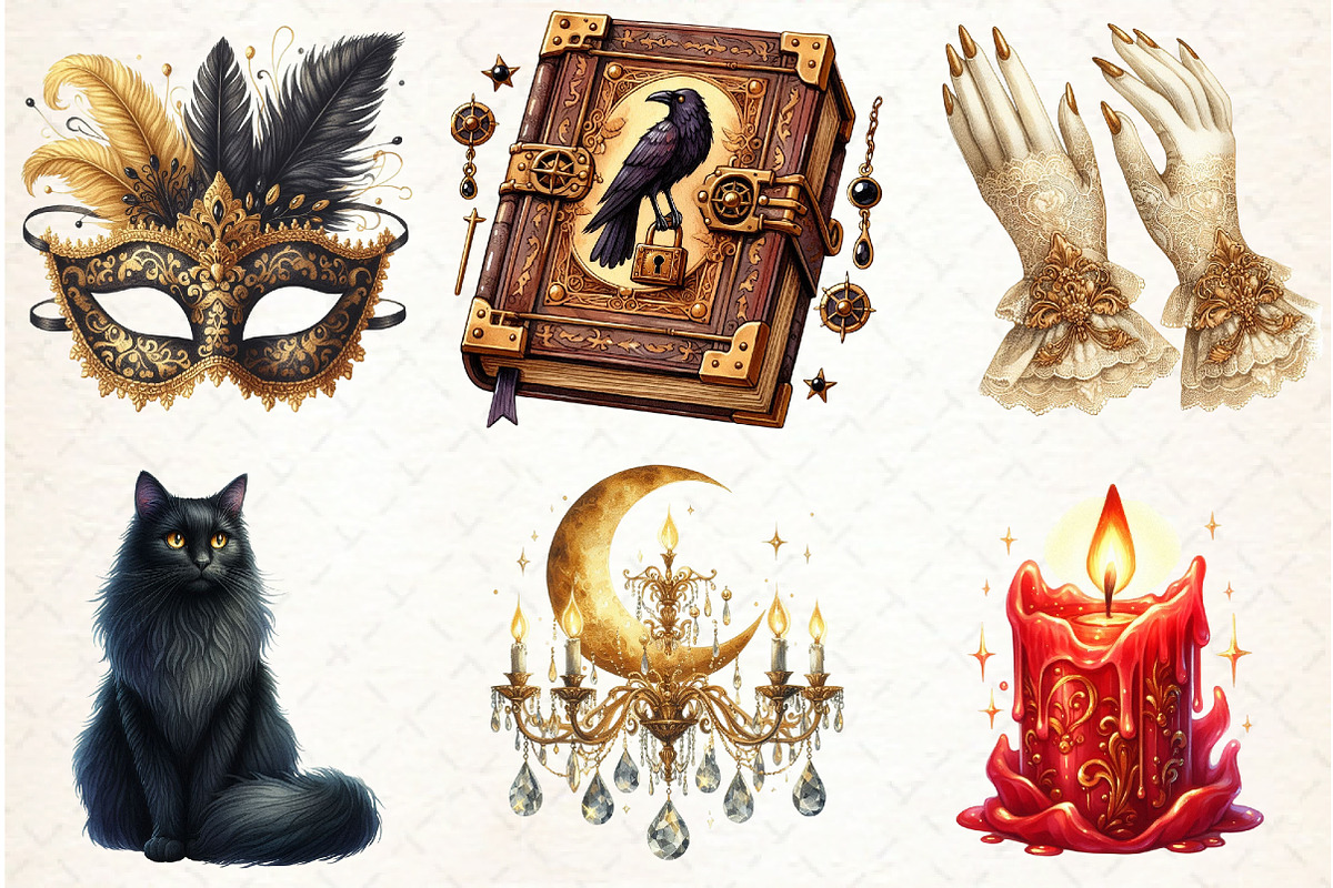Gilded Reverie Watercolor Clipart, an Illustration by Libby Wishes (Photo 5 of 7)