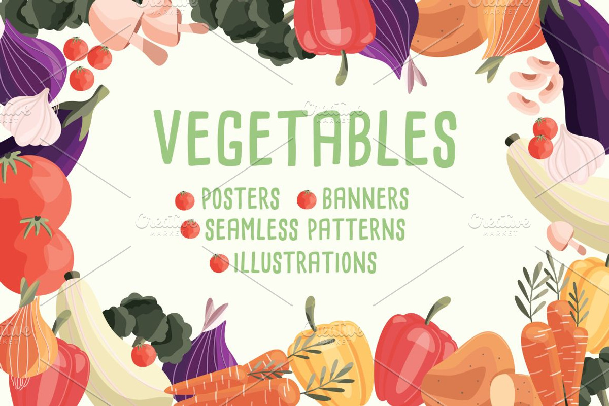 Vegetables posters, banners, pattern, a Decorative Illustration by Blue Lela Design (Photo 1 of 13)