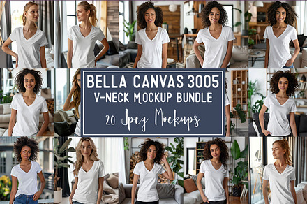 Bella Canvas 3005 V-Neck Mockup, a Shirt Mockup by Pixxel_Studio