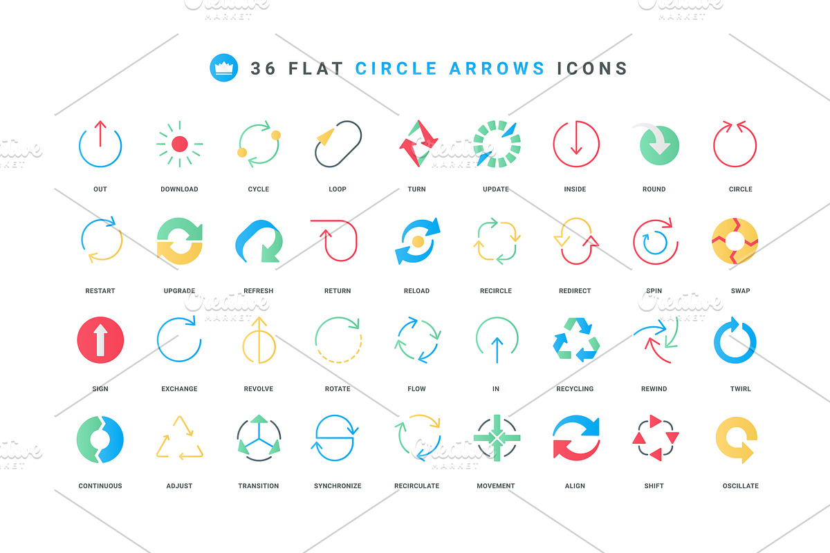 Circular arrows progress icons, an Object Illustration by Lemberg Vector