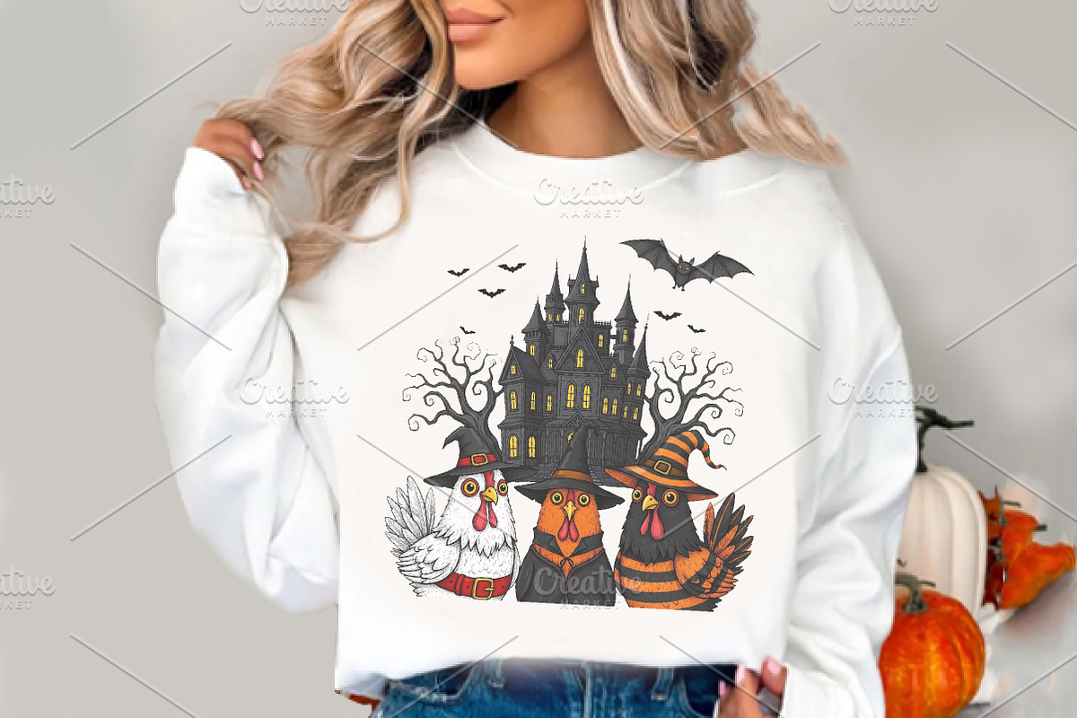 Spooky Chicken Png, Funny Halloween, an Illustration by Watercolor design (Photo 1 of 4)