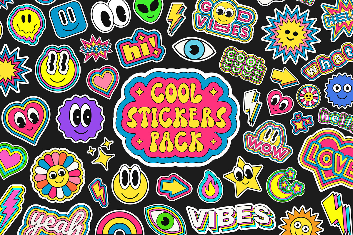 COOL POP ART VECTOR STICKERS SET, a Decorative Illustration by craftlove (Photo 1 of 4)