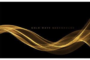 Abstract Gold Waves. Shiny Golden