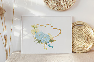 Ukraine Map Card Blue Yellow Peace