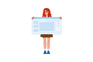 Web developer holding a giant web, a Technology Illustration by pikepicture