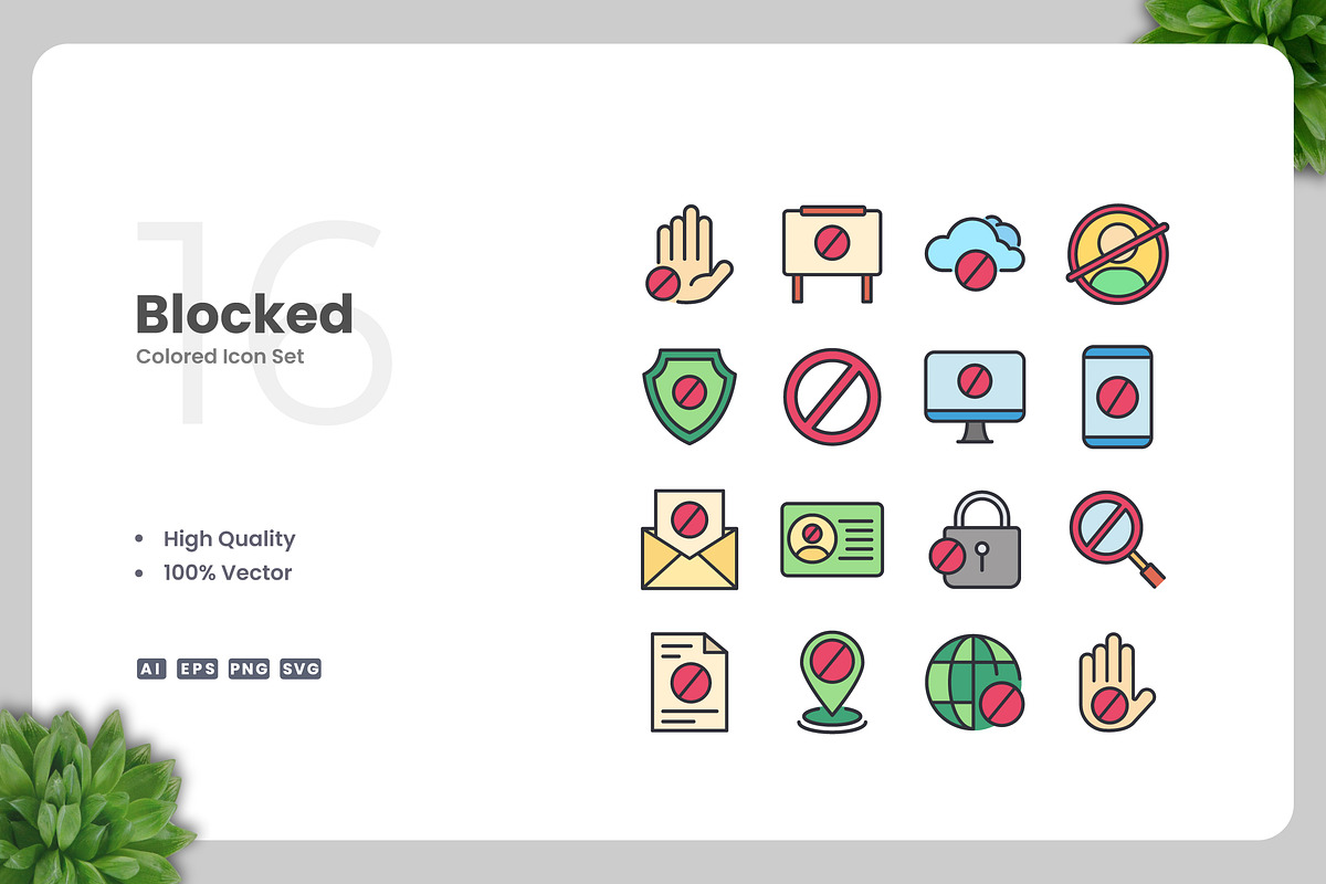Blocked Colored Icons, an Icon by Upnowgraphic