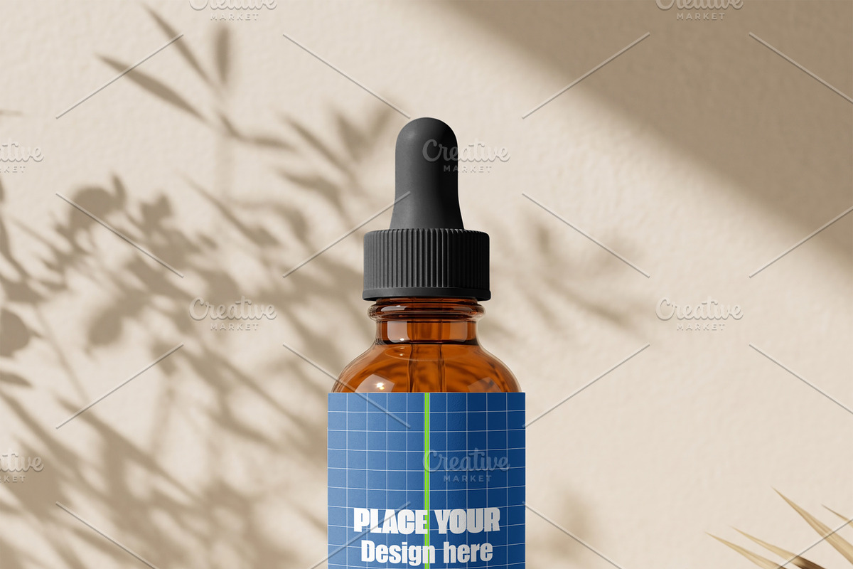 Amber Glass Dropper Bottle Mockup, a Packaging Mockup by Pixel Foundry (Photo 5 of 6)