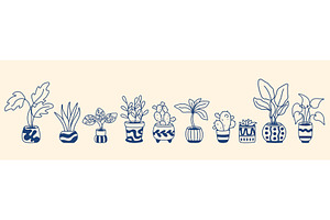 Hand drawn set of houseplants in, an Object Illustration by Tati_Kli