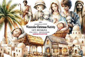 Watercolor Christmas Nativity