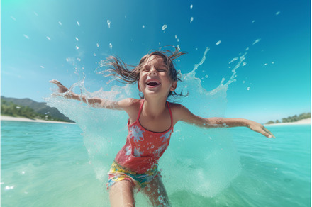 Summer girl swim. Generate Ai, a Person Photo by Ylivdesign