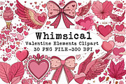 Whimsical Valentine Elements Clipart, an Illustration by Libby Wishes (Thumbnail 1 of 8)