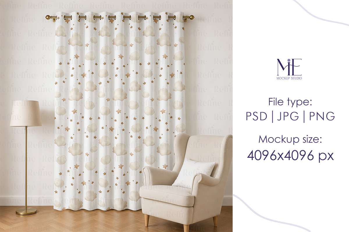 Linen Fabric Curtain Mockup, a Household Mockup by Mie Mockup Studio (Photo 5 of 5)