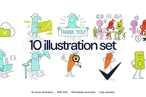 10 Fun Character Illustration, an Illustration by Spojeeto Devices Mockups