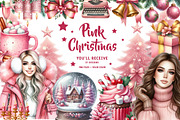 Pink Christmas Clipart PNG, an Illustration by CreationArt (Thumbnail 1 of 5)
