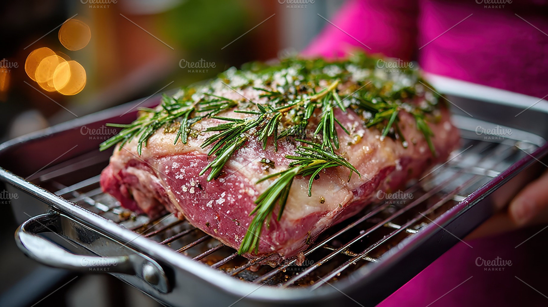 Rosemary and Salt Crusted Rack of La, a Photo by Pixeness Studio