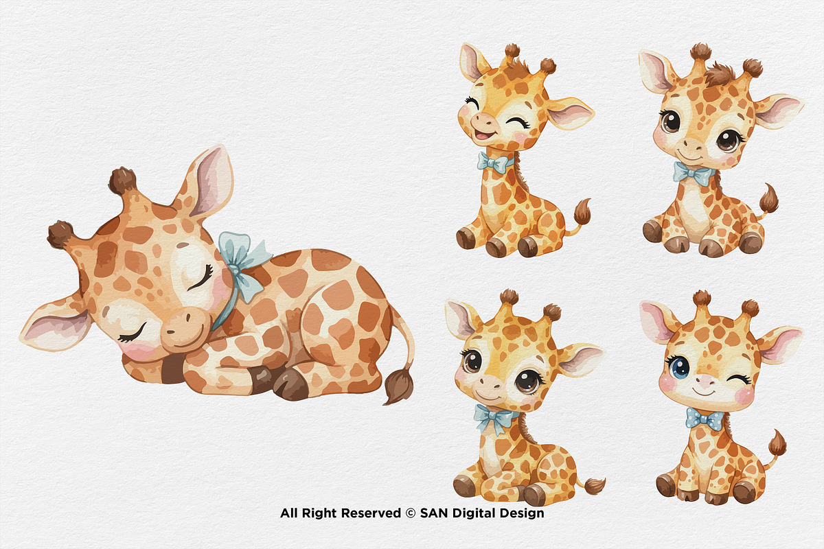 15 Bundle Watercolor Cute Giraffe, an Animal Illustration by Morspective (Photo 6 of 8)