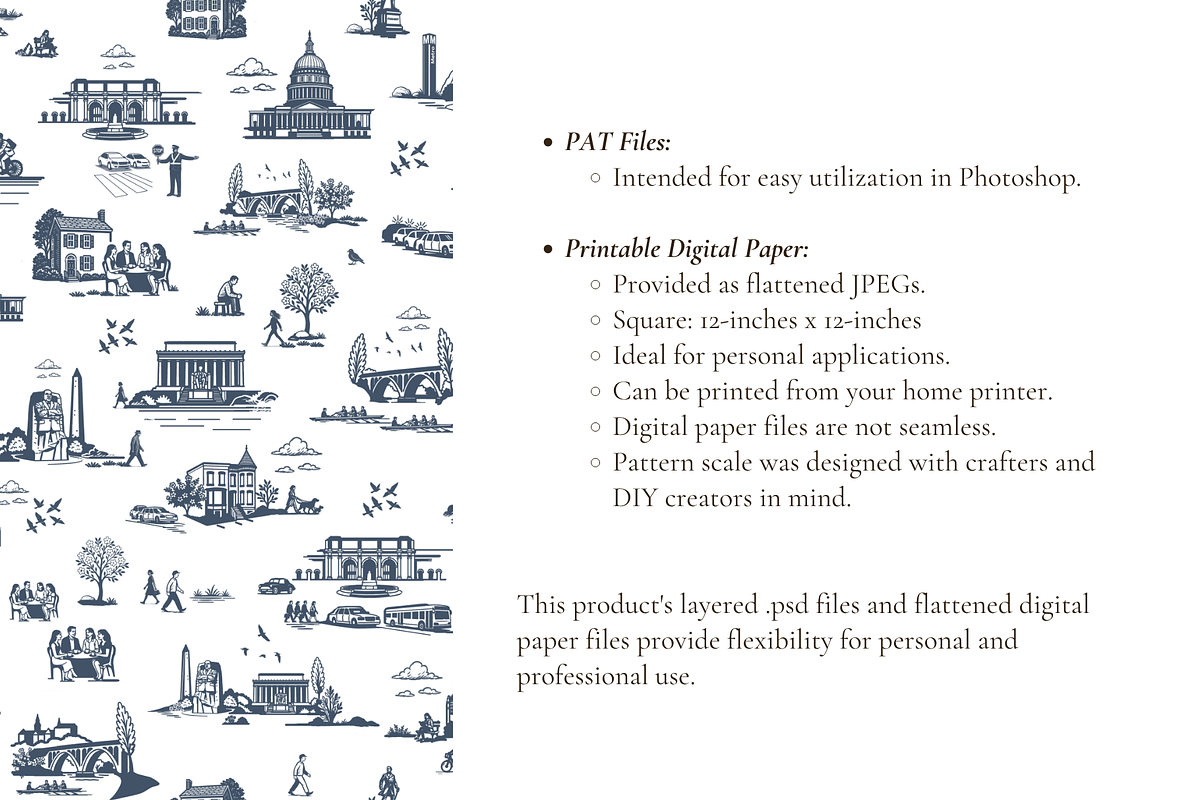 Washington DC Seamless Pattern Set, a Pattern Graphic by Hughes Studio (Photo 8 of 9)