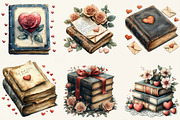 Retro Book Valentine Clipart Bundle, a Work Illustration by OK Design (Thumbnail 3 of 3)