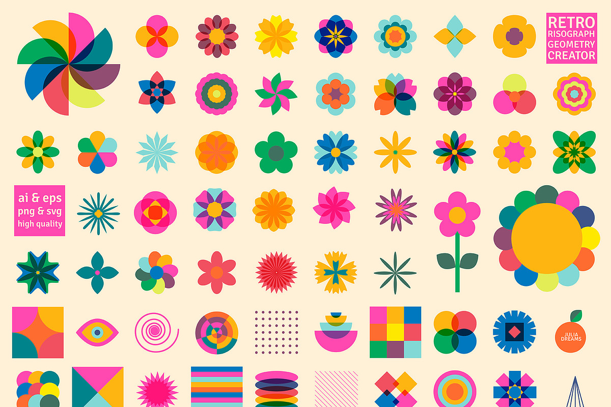Retro Risograph Geometry Creator, an Object Graphic by Julia Dreams (Photo 7 of 10)