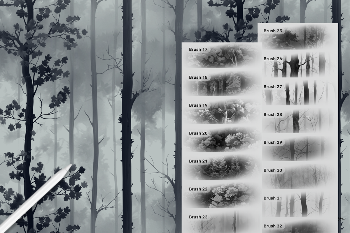 Procreate Forest Background Textures, a Brush Add-On by HopeArtIllustration (Photo 3 of 9)