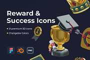 Reward & Success 3D Icons, a Graphic by Dope Design (Thumbnail 1 of 8)