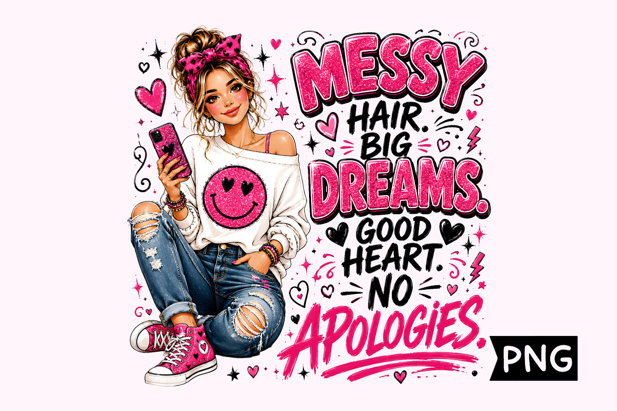 Messy Hair Big Dreams No Apologies, a Person Illustration by Creative Art (Photo 1 of 3)