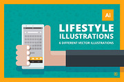 6 lifestyle Vector illustrations, an Object Illustration by Makoto (Thumbnail 1 of 5)