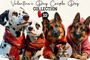 Valentine's Day Couple Dog Clipart, an Illustration by DreamCafeArt