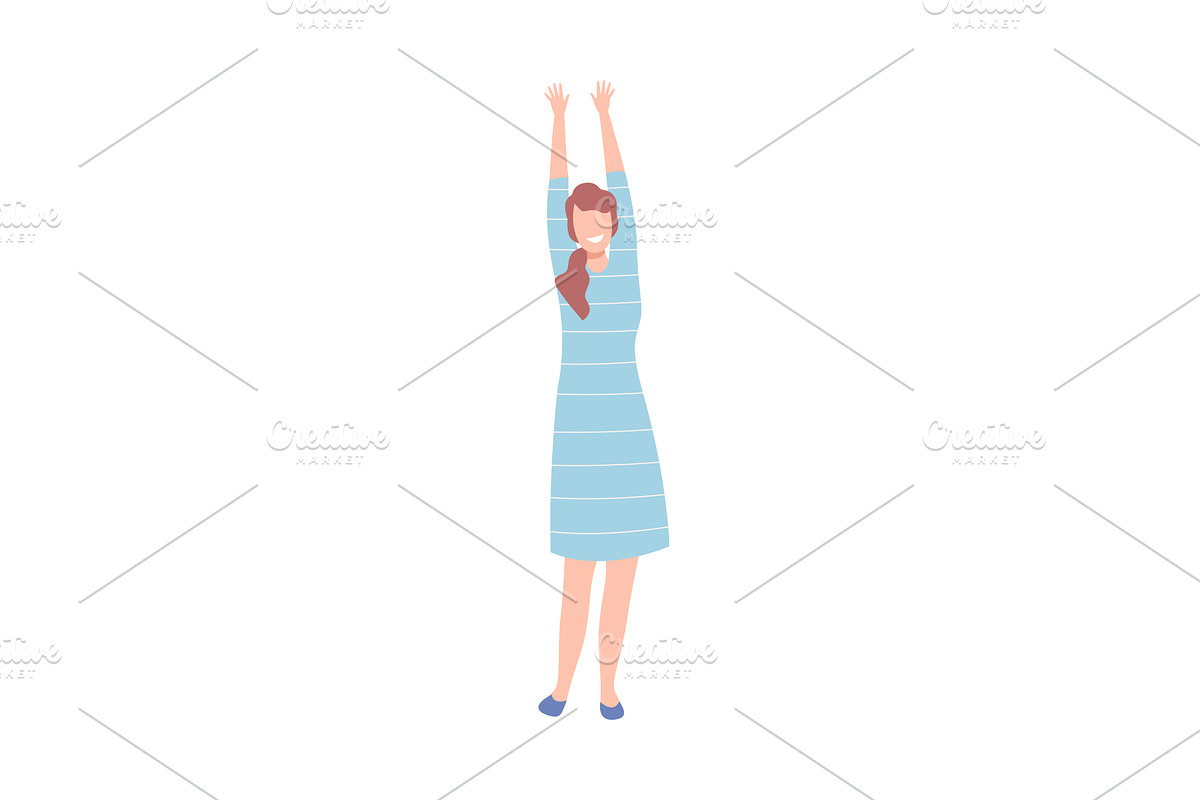 Beautiful Woman in Light Blue Dress, a Person Illustration by TopVectors