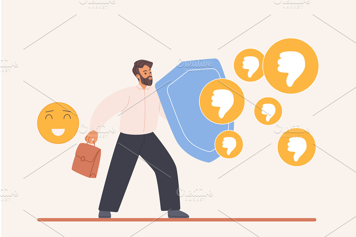 Negative feedback pressure man, a Person Illustration by Lemberg Vector