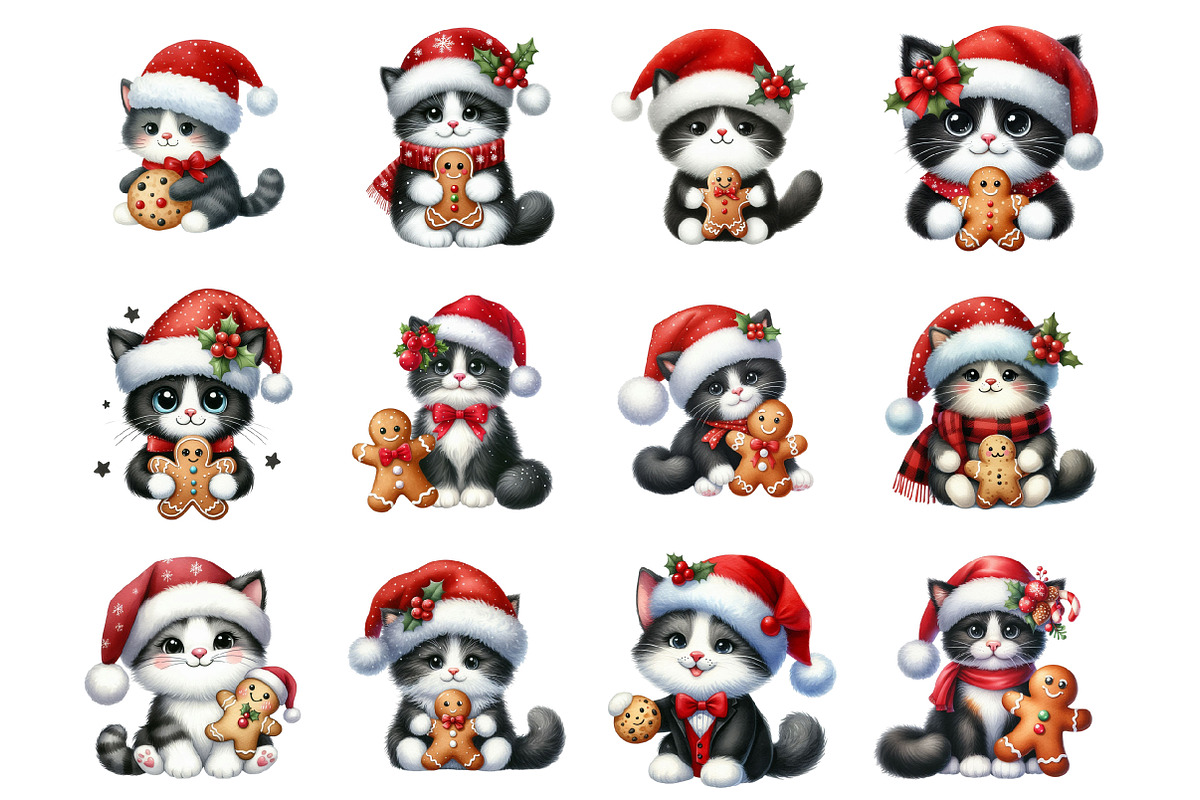 Funny Christmas Cat Clipart, an Illustration by Design Market (Photo 3 of 3)