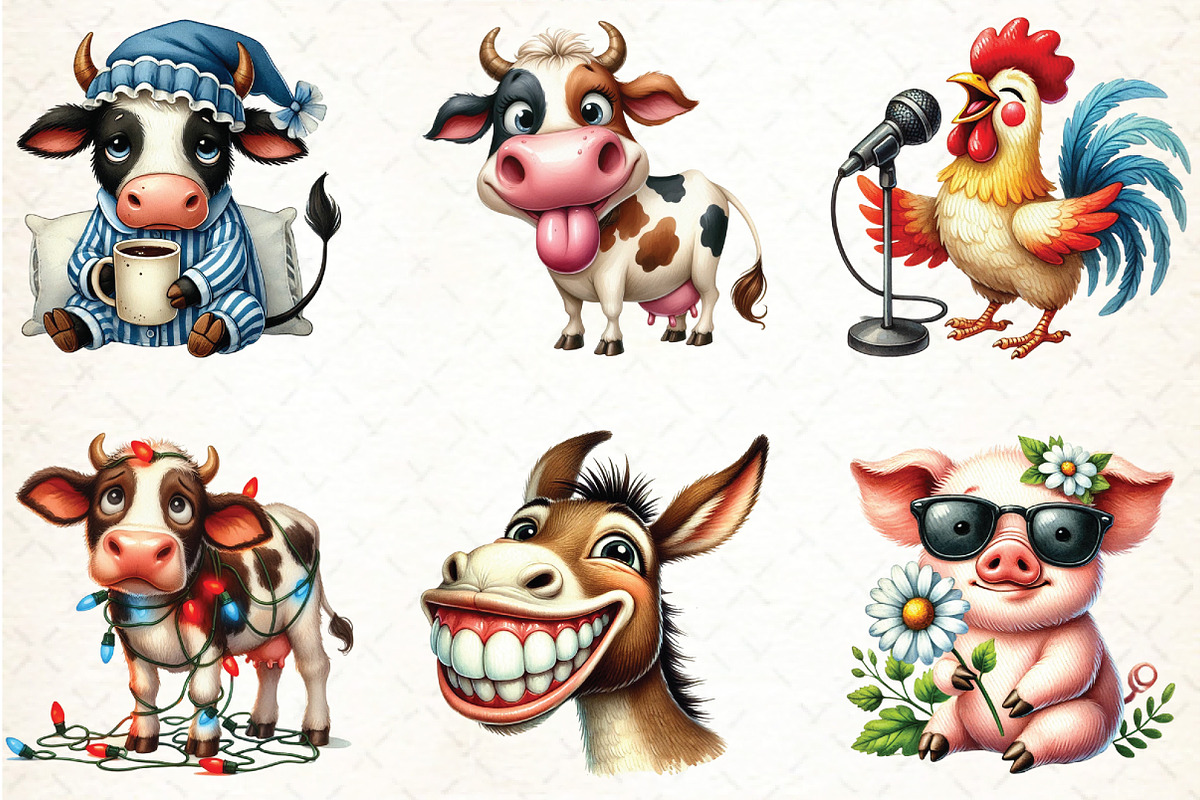 Funny Farm Clipart, Cartoon Style, an Illustration by DreamCafeArt (Photo 3 of 3)