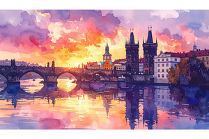 A sunset cityscape of a European, a Nature Photo by Igor Tichonow