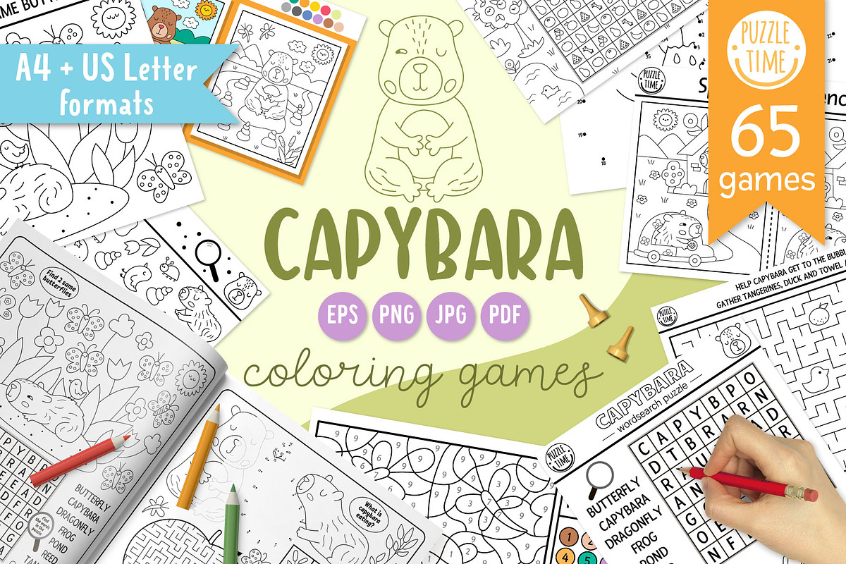 Capybara coloring games for kids, an Education Illustration by Lexi Claus (Photo 1 of 17)