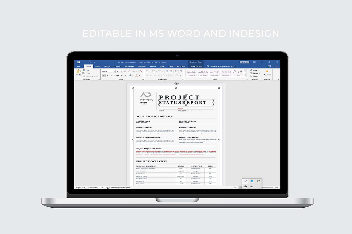 Project Status Report | Word & Indd, a Stationery Template by design_hut (Photo 6 of 6)