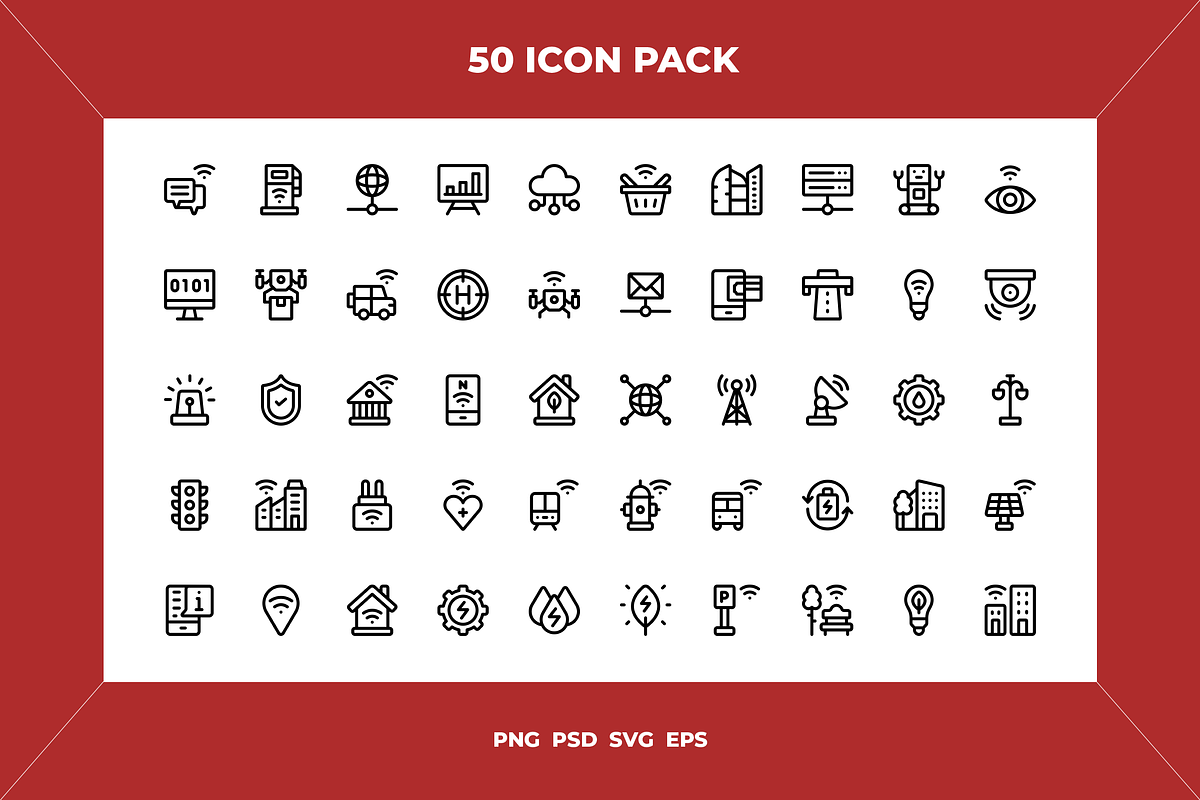Smart city icons, an Outline Icon by Wencory (Photo 1 of 2)