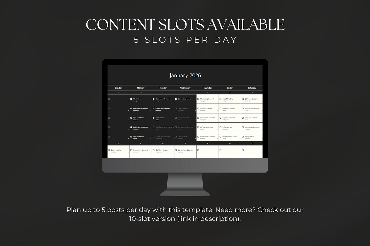 Social Media Content Calendar, a Marketing Template by Gilla Templates (Photo 6 of 9)