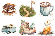 Camping Adventure Clipart, an Illustration by Watercolor design (Thumbnail 4 of 4)