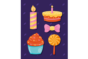 five party celebration icons, an Illustration by studiogstock