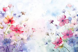 Watercolor flowers background. Hand, a Photo by Iftikhar Alam