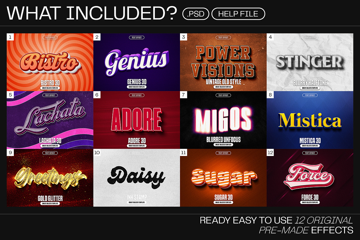 12 Text Effect Templates, a Layer Style Add-On by iDoodle Studio (Photo 2 of 6)