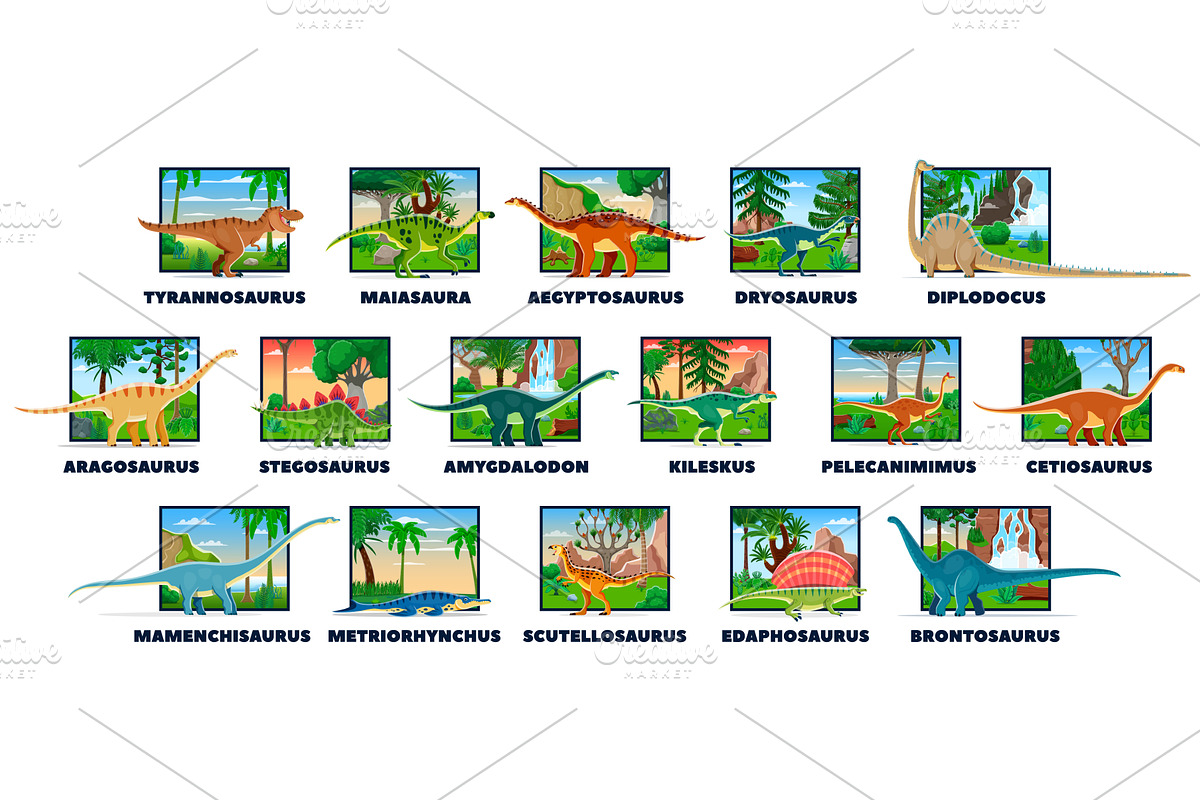 Prehistoric dinosaurs lizards, an Animal Illustration by Vector Tradition