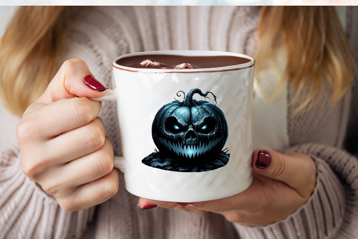 Creepy Black & Blue Halloween Pumpki, an Illustration by SVGArt (Photo 7 of 8)