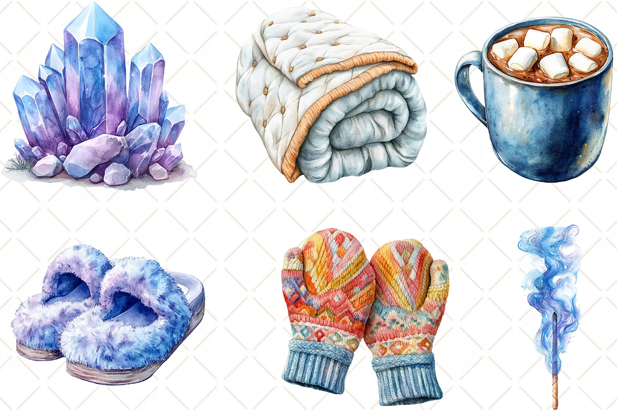 Cozy Winter Spa Watercolor Clipart, an Illustration by Black Bird Studio (Photo 5 of 6)