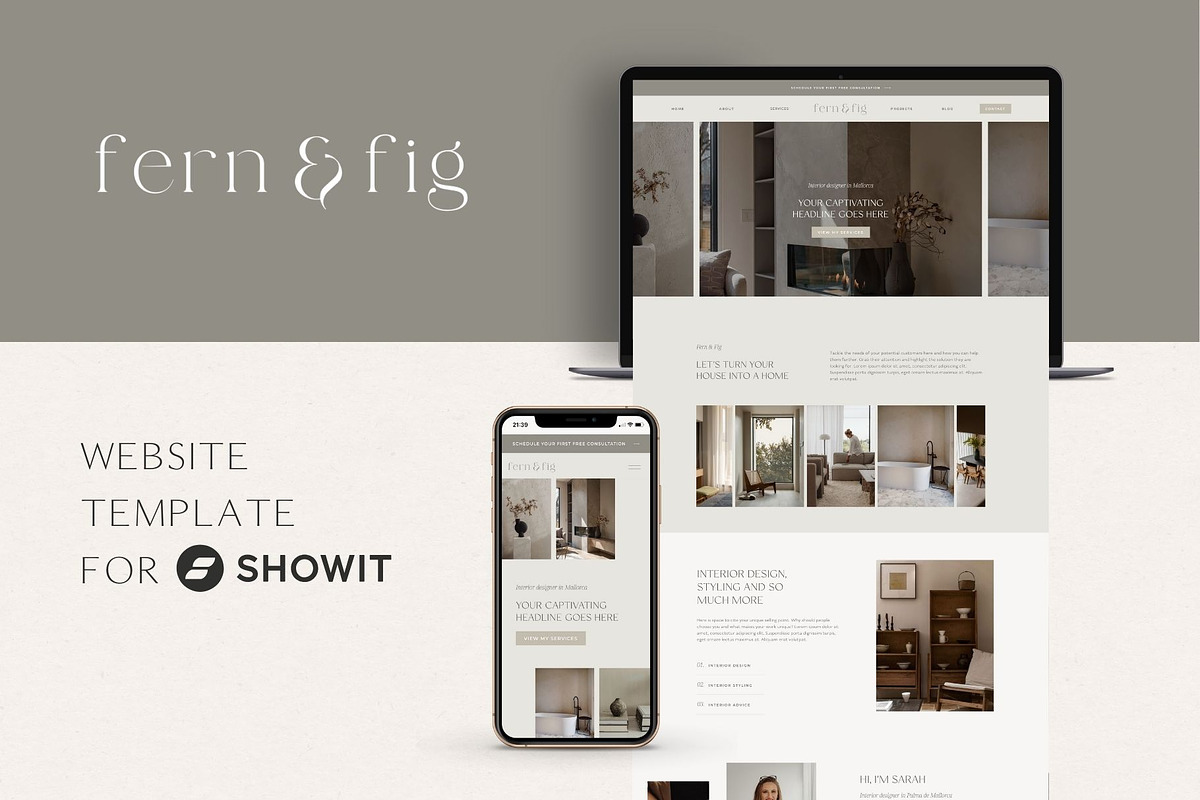 Interior Designer Showit template, a Websites & App Template by Wonderlik Webdesign (Photo 1 of 8)